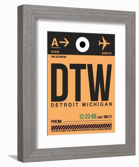 DTW Detroit Luggage Tag 1-NaxArt-Framed Art Print