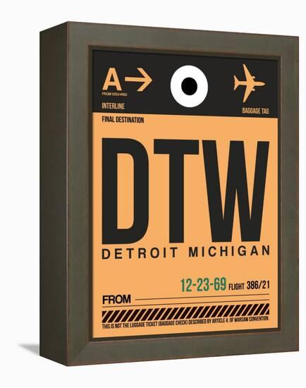 DTW Detroit Luggage Tag 1-NaxArt-Framed Stretched Canvas