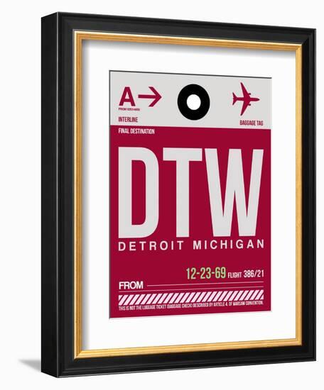 DTW Detroit Luggage Tag 1-NaxArt-Framed Art Print