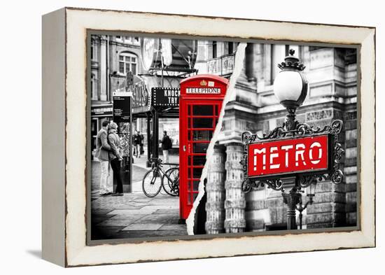 Dual Torn Posters Series - London - Paris-Philippe Hugonnard-Framed Premier Image Canvas