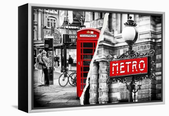 Dual Torn Posters Series - London - Paris-Philippe Hugonnard-Framed Premier Image Canvas