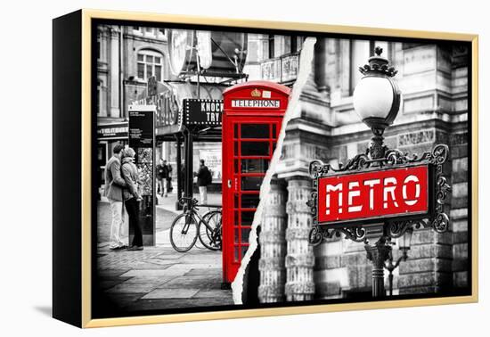 Dual Torn Posters Series - London - Paris-Philippe Hugonnard-Framed Premier Image Canvas