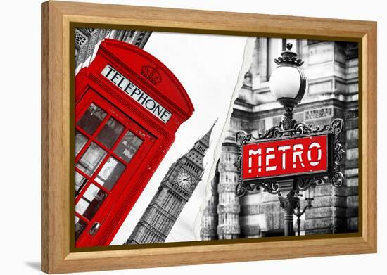 Dual Torn Posters Series - London - Paris-Philippe Hugonnard-Framed Premier Image Canvas