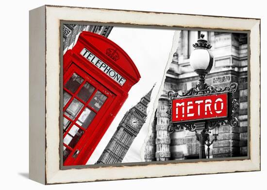 Dual Torn Posters Series - London - Paris-Philippe Hugonnard-Framed Premier Image Canvas