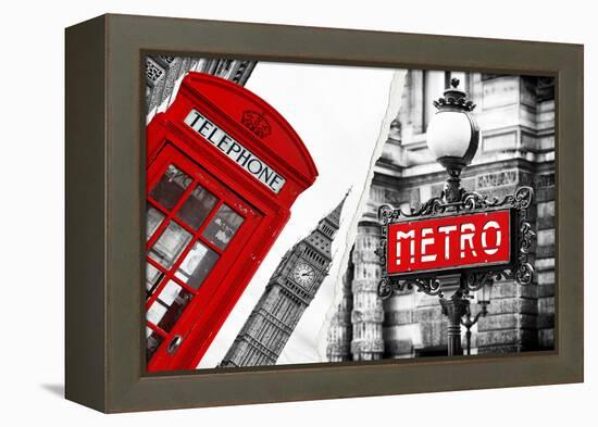 Dual Torn Posters Series - London - Paris-Philippe Hugonnard-Framed Premier Image Canvas