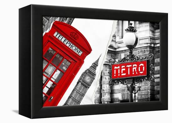 Dual Torn Posters Series - London - Paris-Philippe Hugonnard-Framed Premier Image Canvas