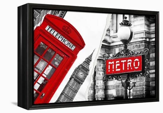 Dual Torn Posters Series - London - Paris-Philippe Hugonnard-Framed Premier Image Canvas