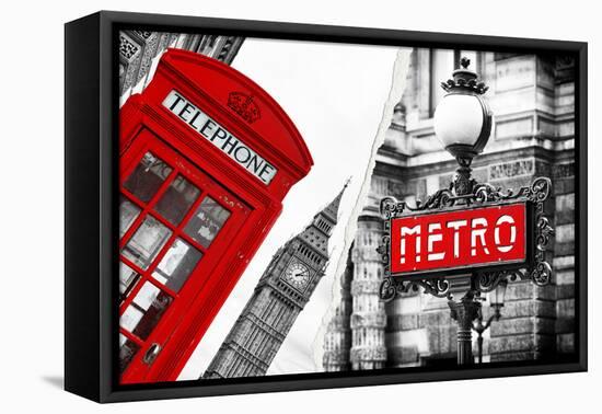 Dual Torn Posters Series - London - Paris-Philippe Hugonnard-Framed Premier Image Canvas