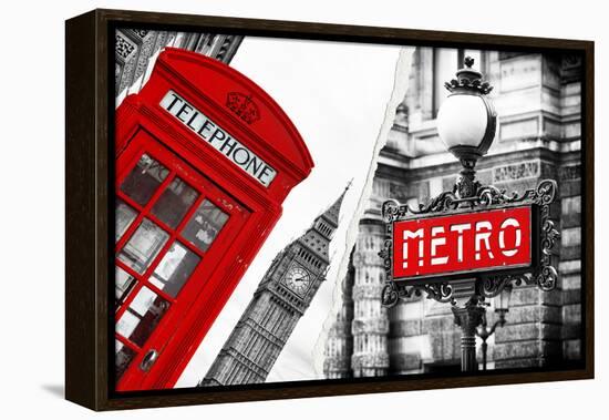 Dual Torn Posters Series - London - Paris-Philippe Hugonnard-Framed Premier Image Canvas