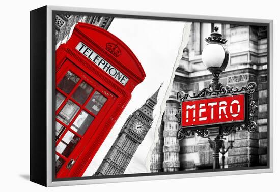 Dual Torn Posters Series - London - Paris-Philippe Hugonnard-Framed Premier Image Canvas