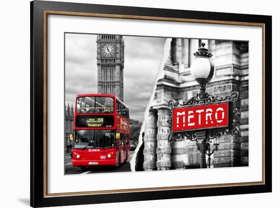 Dual Torn Posters Series - London - Paris-Philippe Hugonnard-Framed Photographic Print