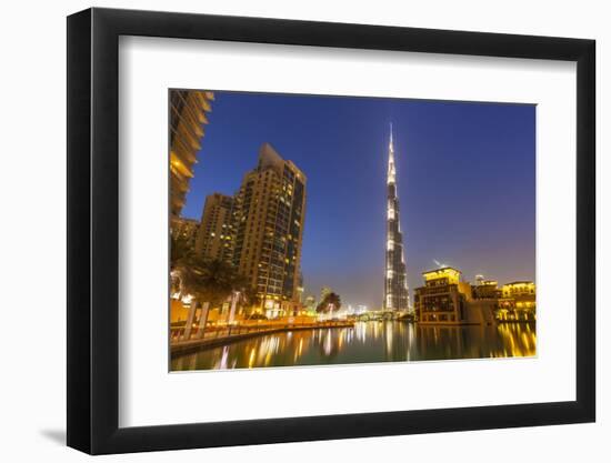 Dubai Burj Khalifa and Skyscrapers at Night, Dubai City, United Arab Emirates, Middle East-Neale Clark-Framed Photographic Print