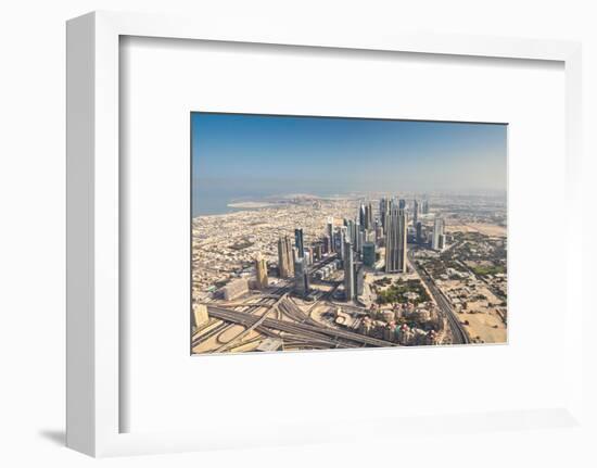 Dubai Cityscape from Burj Khalifa at Sunny Morning, United Arab Emirates.-Petr Vorobev-Framed Photographic Print