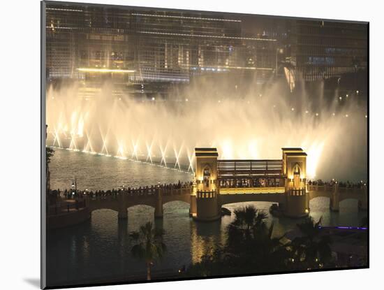 Dubai Fountain, Burj Khalifa Lake, Downtown, Dubai, United Arab Emirates, Middle East-Amanda Hall-Mounted Photographic Print