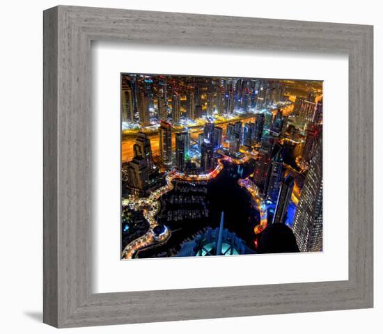 Dubai Marina at Night-null-Framed Art Print