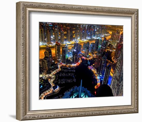 Dubai Marina at Night-null-Framed Art Print