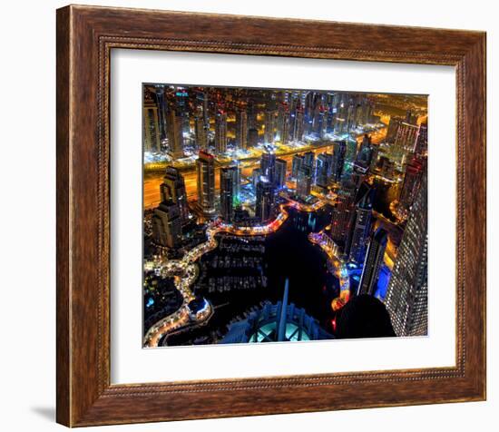 Dubai Marina at Night-null-Framed Art Print