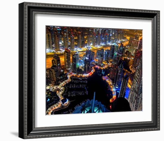 Dubai Marina at Night-null-Framed Art Print