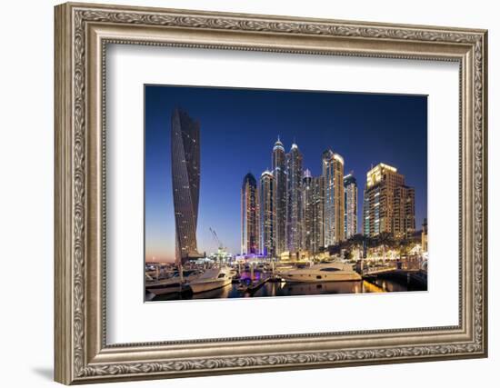 Dubai Marina at Twilight with the Cayan Tower (Infinity Tower)-Cahir Davitt-Framed Photographic Print