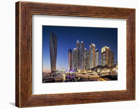 Dubai Marina at Twilight with the Cayan Tower (Infinity Tower)-Cahir Davitt-Framed Photographic Print