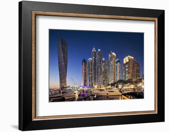 Dubai Marina at Twilight with the Cayan Tower (Infinity Tower)-Cahir Davitt-Framed Photographic Print