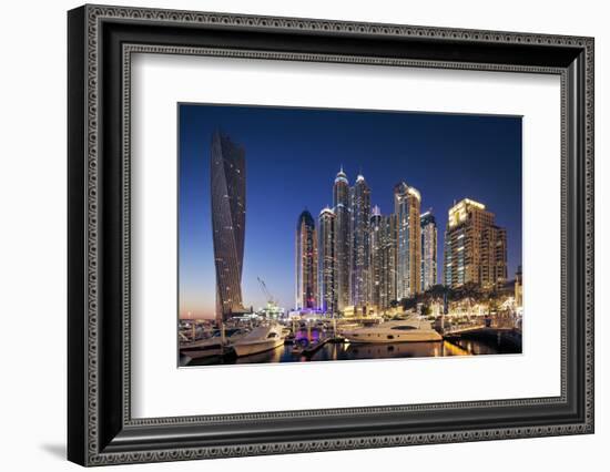 Dubai Marina at Twilight with the Cayan Tower (Infinity Tower)-Cahir Davitt-Framed Photographic Print