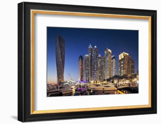 Dubai Marina at Twilight with the Cayan Tower (Infinity Tower)-Cahir Davitt-Framed Photographic Print