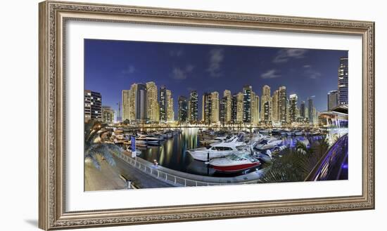 Dubai Marina, Night Photography, Yachts, Tower, Hotels-Axel Schmies-Framed Photographic Print