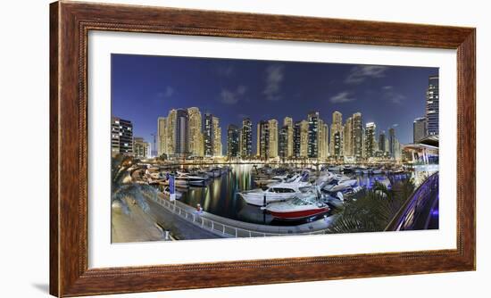 Dubai Marina, Night Photography, Yachts, Tower, Hotels-Axel Schmies-Framed Photographic Print