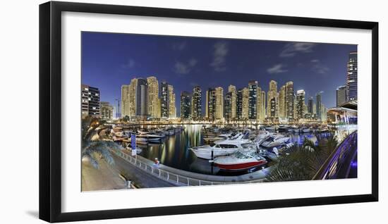 Dubai Marina, Night Photography, Yachts, Tower, Hotels-Axel Schmies-Framed Photographic Print