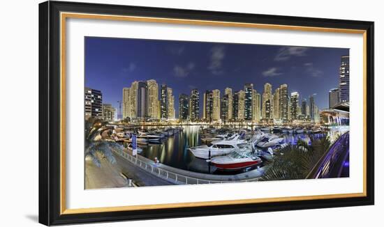 Dubai Marina, Night Photography, Yachts, Tower, Hotels-Axel Schmies-Framed Photographic Print
