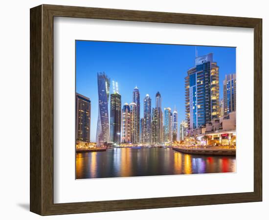 Dubai Marina Skyline at Night, Dubai City, United Arab Emirates, Middle East-Neale Clark-Framed Photographic Print