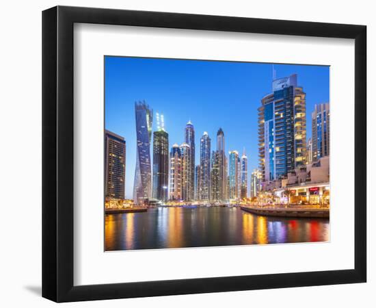 Dubai Marina Skyline at Night, Dubai City, United Arab Emirates, Middle East-Neale Clark-Framed Photographic Print