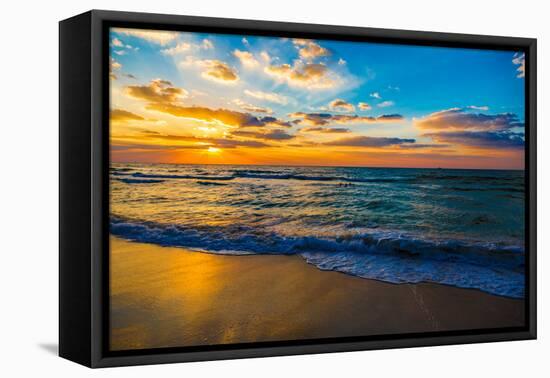 Dubai Sea and Beach, Beautiful Sunset at the Beach-bloodua-Framed Premier Image Canvas