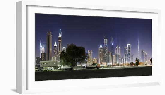 Dubai, Skyline at Night, Dubai Marina, United Arab Emirates-Axel Schmies-Framed Photographic Print