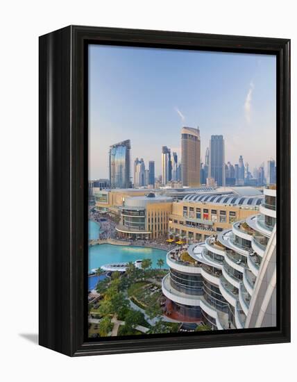 Dubai Skyline, Elevated View Over the Dubai Mall and Burj Khalifa Park, Dubai-null-Framed Premier Image Canvas