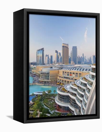 Dubai Skyline, Elevated View Over the Dubai Mall and Burj Khalifa Park, Dubai-null-Framed Premier Image Canvas