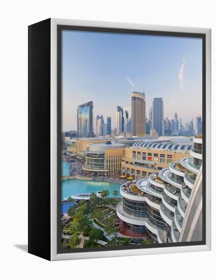 Dubai Skyline, Elevated View Over the Dubai Mall and Burj Khalifa Park, Dubai-null-Framed Premier Image Canvas