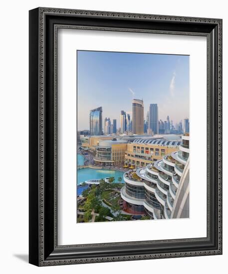 Dubai Skyline, Elevated View Over the Dubai Mall and Burj Khalifa Park, Dubai-null-Framed Photographic Print