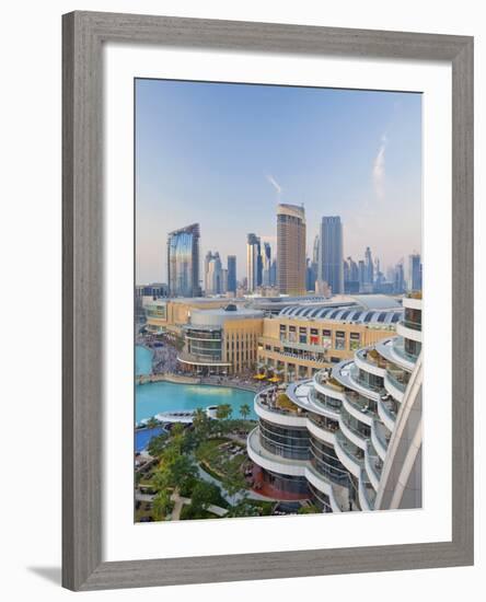 Dubai Skyline, Elevated View Over the Dubai Mall and Burj Khalifa Park, Dubai-null-Framed Photographic Print