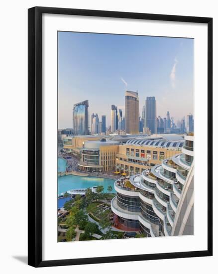 Dubai Skyline, Elevated View Over the Dubai Mall and Burj Khalifa Park, Dubai-null-Framed Photographic Print