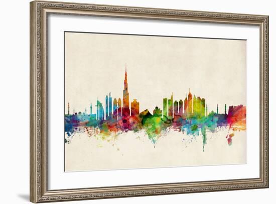 Dubai Skyline-Michael Tompsett-Framed Art Print