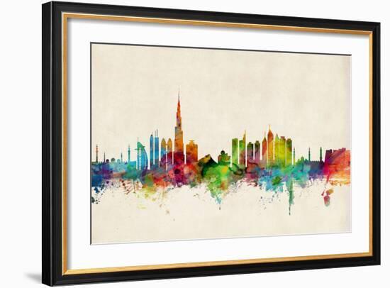 Dubai Skyline-Michael Tompsett-Framed Art Print