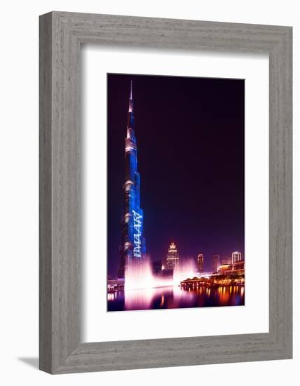 Dubai UAE - Burj Khalifa by Night-Philippe HUGONNARD-Framed Photographic Print