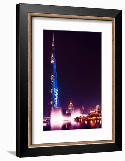 Dubai UAE - Burj Khalifa by Night-Philippe HUGONNARD-Framed Photographic Print