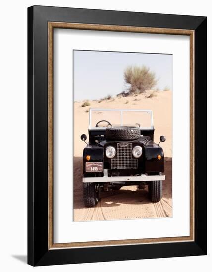 Dubai UAE - Classic Black Land Rover-Philippe HUGONNARD-Framed Photographic Print