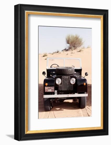 Dubai UAE - Classic Black Land Rover-Philippe HUGONNARD-Framed Photographic Print