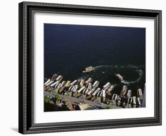 Dubai. Water taxis at work by Deira wharf-Werner Forman-Framed Giclee Print