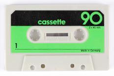 A Large Collection of Retro Cassette Tapes Places in a Grid-dubassy-Photographic Print