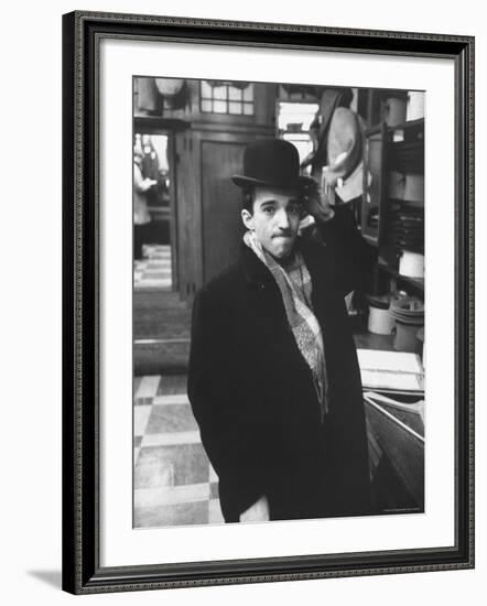 Dubious Look Displayed by Russian Pianist Vladimir Ashkenazy as He Tries an English Bowler-Ralph Crane-Framed Premium Photographic Print